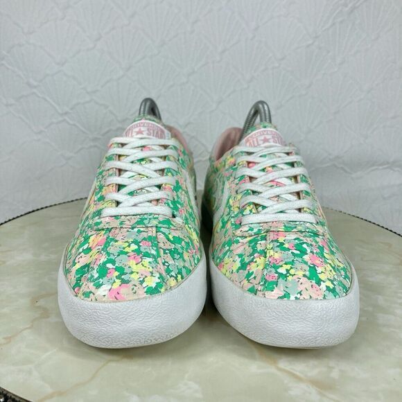Converse Breakpoint Low Top Sneakers 8 Green/Pink Floral Print Streetwear Shoes - Picture 3 of 12